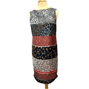 Biancoghiaccio Sarinda Shift Dress Silky Multi Color & Print Sleeveless SZ S